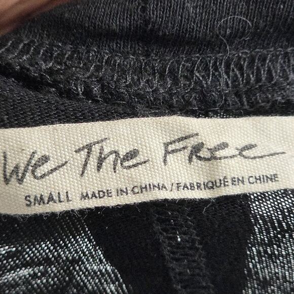 We The Free Shirt Womens Small Black Long Sleeve Raw Hem Boho Draped Free People - Picture 10 of 13